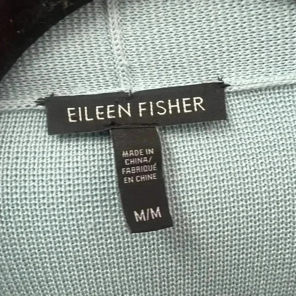 EILEEN FISHER Sz M Open Sweater Cardigan Jacket Capri Blue Silk Organic Cotton - Picture 11 of 16